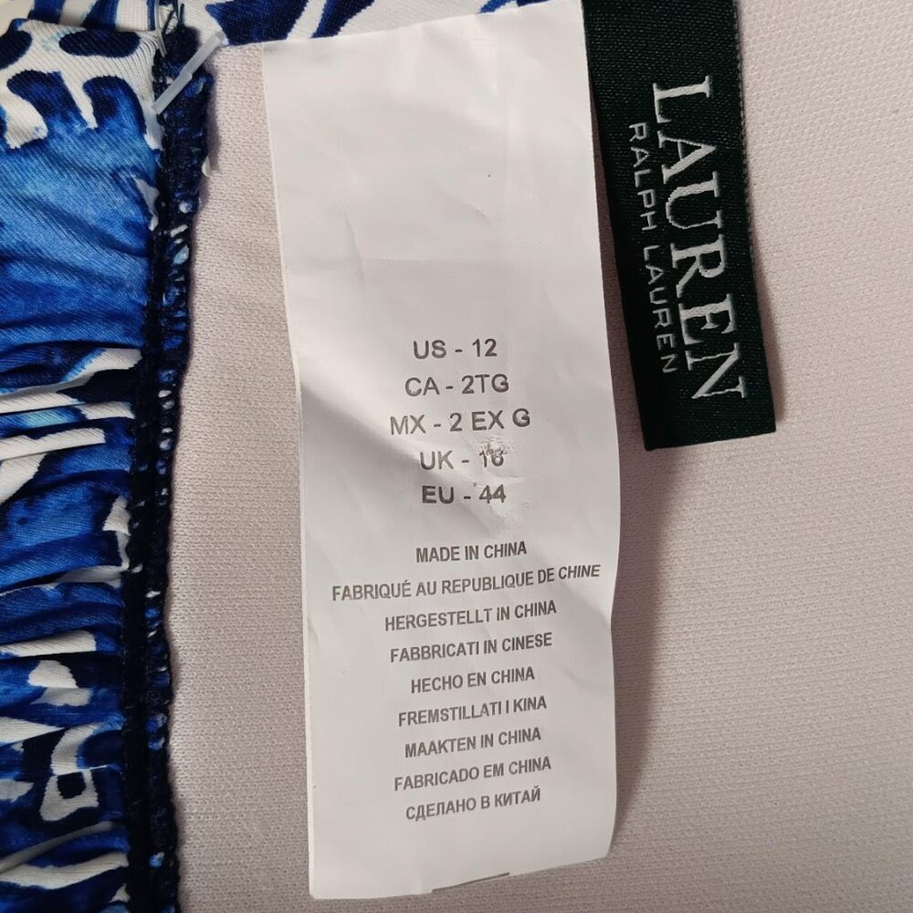 Swim Top LAUREN RALPH LAUREN Halter Tie Triangle Blue and White Sz 12 NEW - Picture 7 of 7